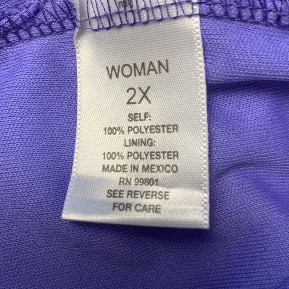 roz & ali Lilac Spring Summer Top, 3/4 Bell Sleeves, Gently Elasticized Waist - Picture 10 of 11